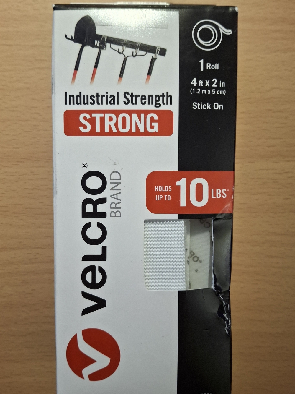 VELCRO Industrial Strength Heavy Duty Stick On WHITE Holds Up To 10 Lbs. 1 Roll